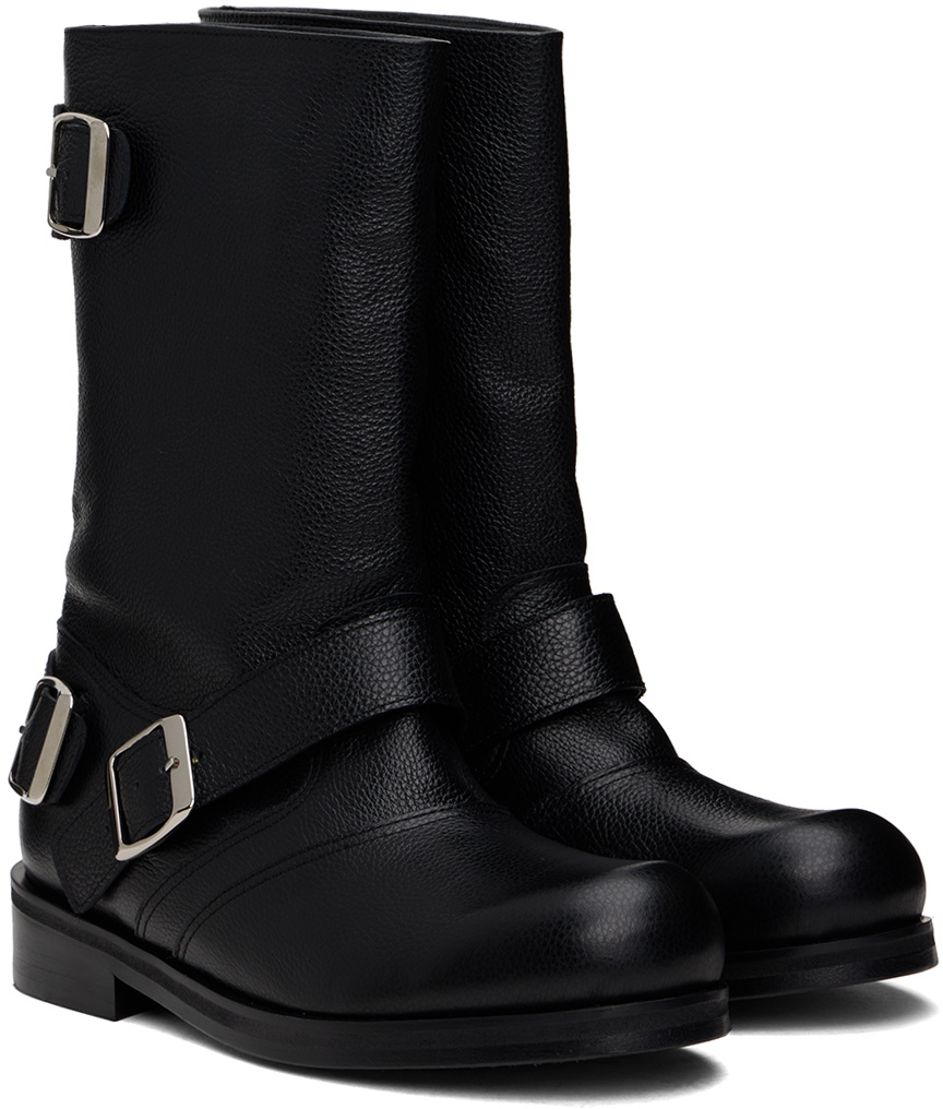 Stefan Cooke SSENSE Exclusive Black Biker Boots Stefan Cooke