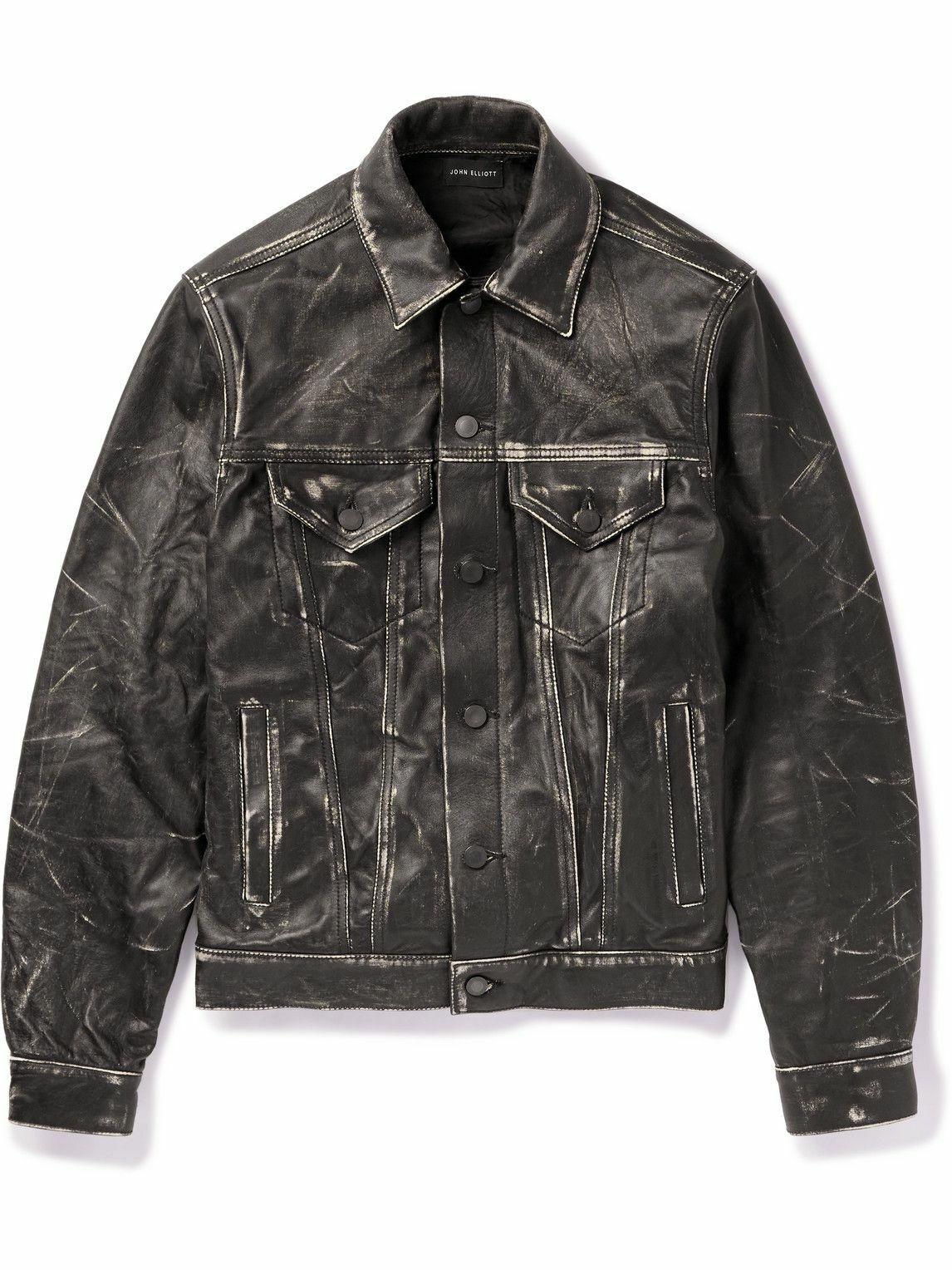 John Elliott - Thumper Type III Distressed Leather Jacket - Black John ...
