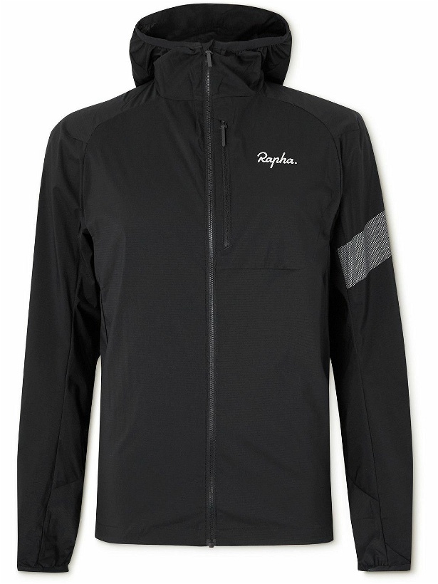 Photo: Rapha - Trail Logo-Print Ripstop Hooded Cycling Jacket - Black