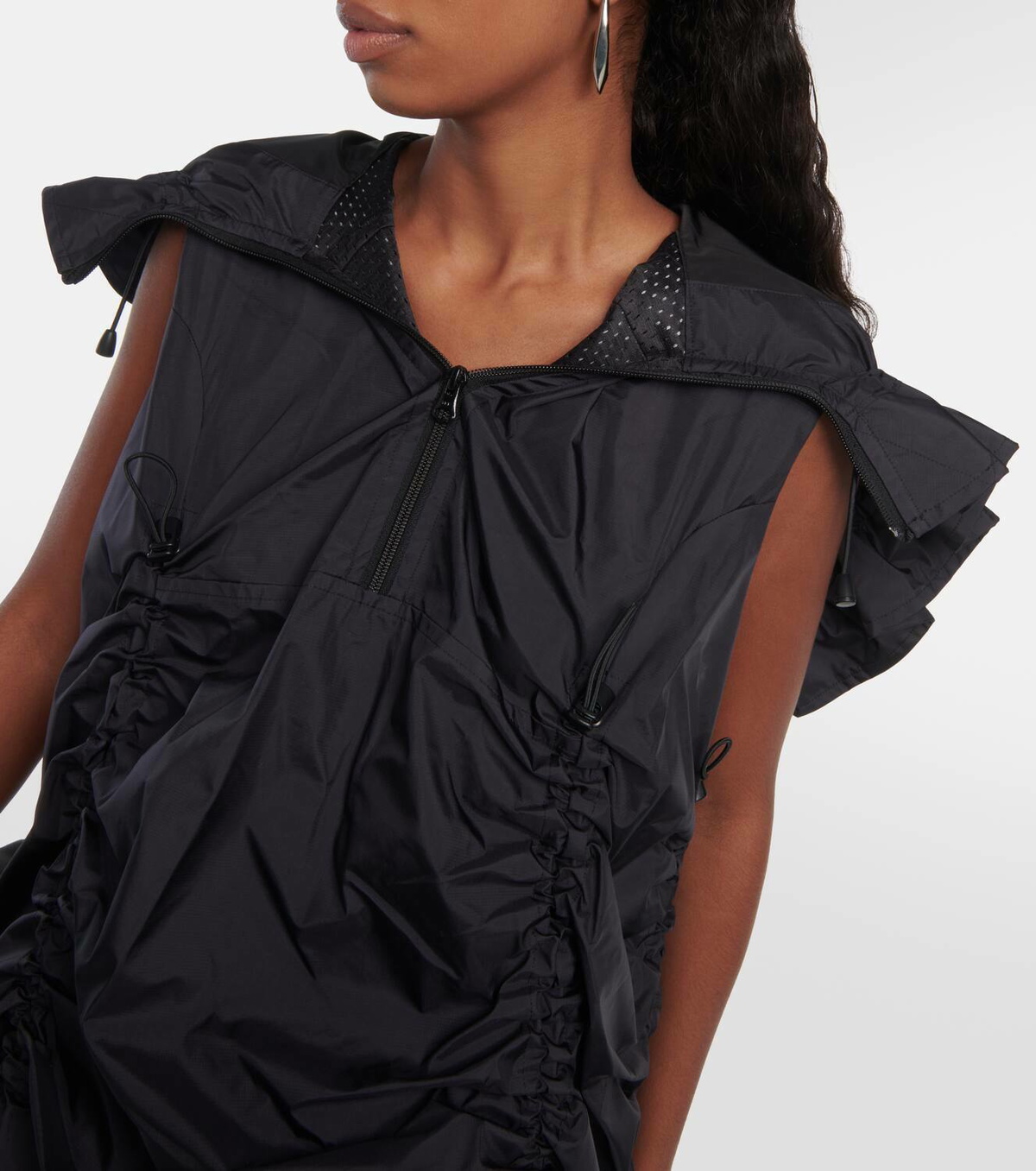 Junya Watanabe Ruched ripstop midi dress Junya Watanabe