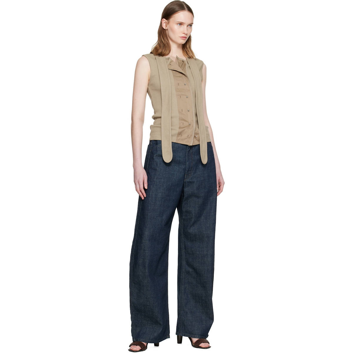 LEMAIRE Beige Asymmetrical Fitted Tank Top