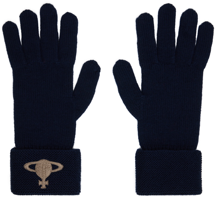 Photo: Vivienne Westwood Navy Embroidered Orb Gloves