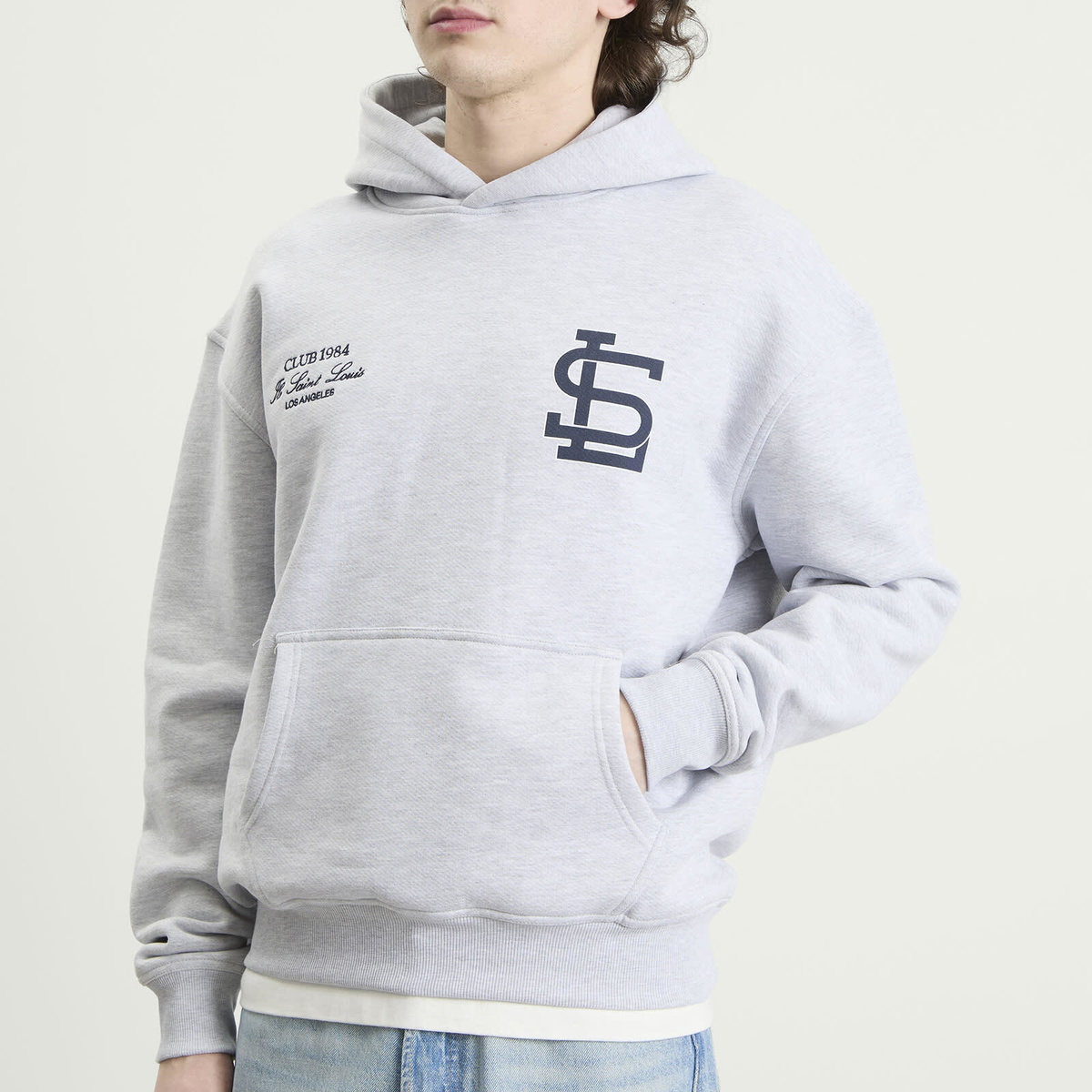 Club 1984 Men's Sl Atheltics Hoodie in Grey Marl