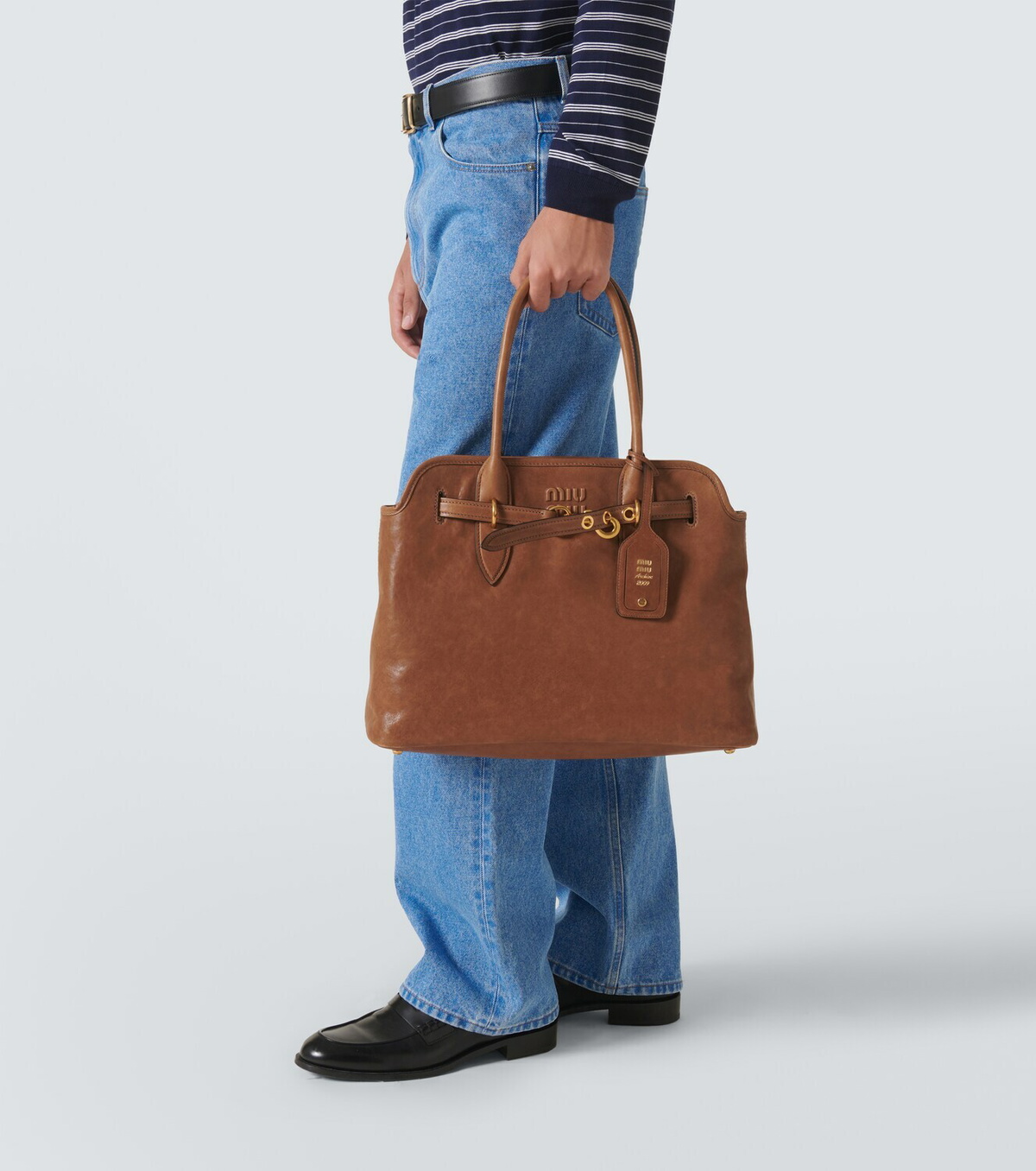 Miu Miu Aventure leather tote bag