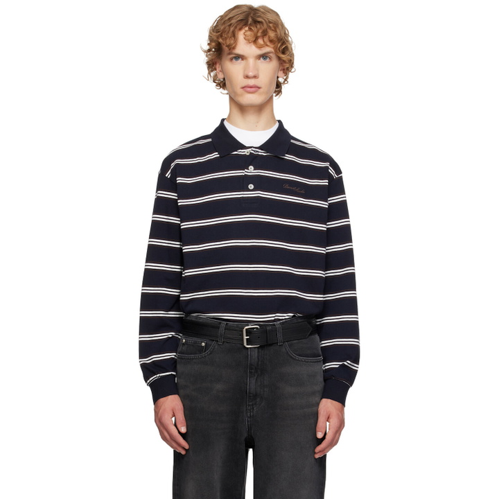 Photo: Dunst Navy Stripe Collared Polo