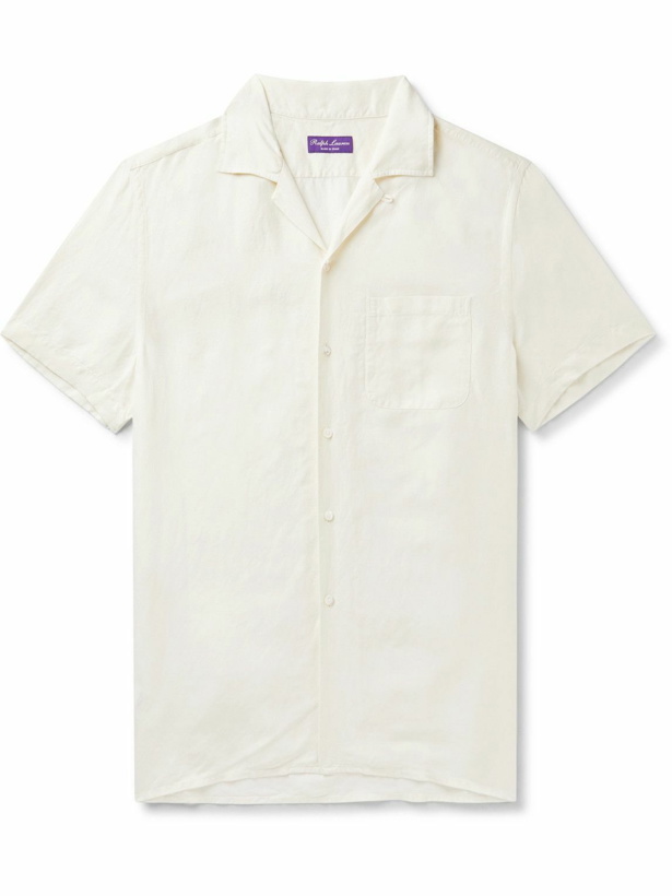 Photo: Ralph Lauren Purple label - Archer Camp-Collar Lyocell and Linen-Blend Shirt - Neutrals