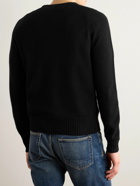 TOM FORD - Slim-Fit Logo-Embroidered Brushed-Cashmere Sweater - Black