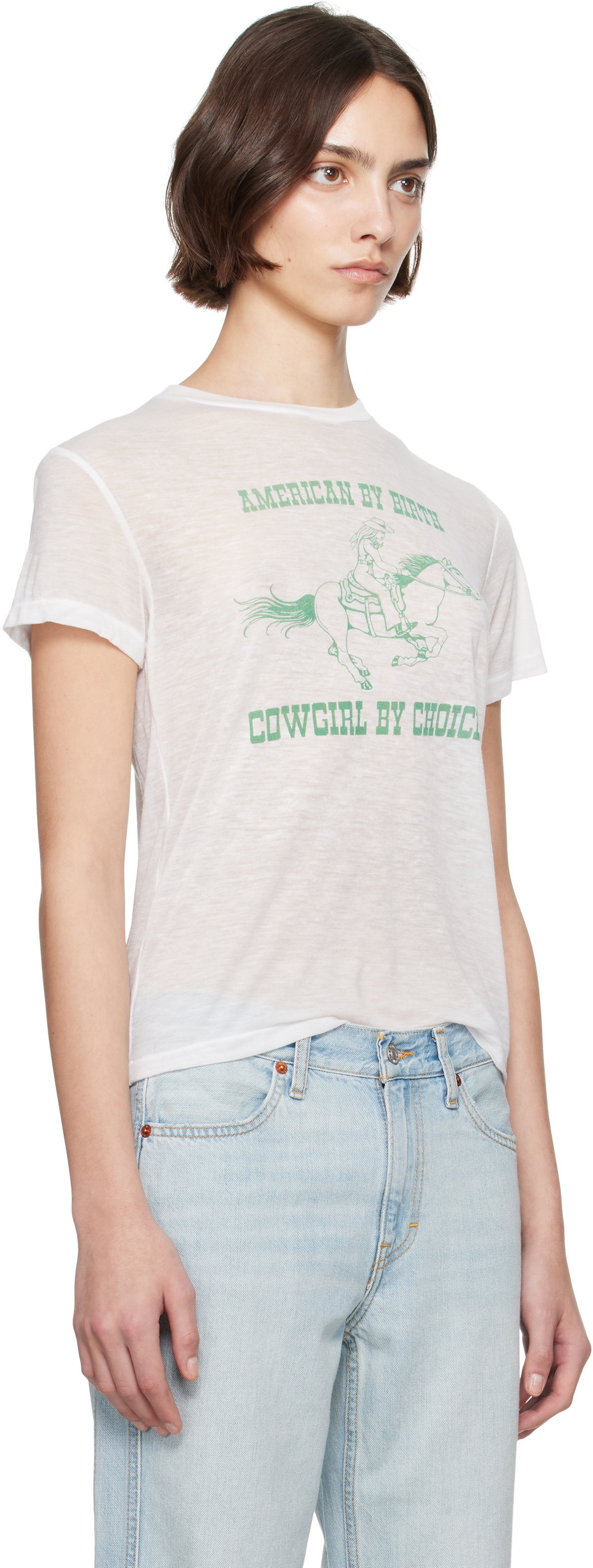 Re/Done White Classic Burnout 'Cowgirl' T-shirt