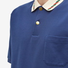 Gucci Men's Logo Collared Polo Shirt in Navy