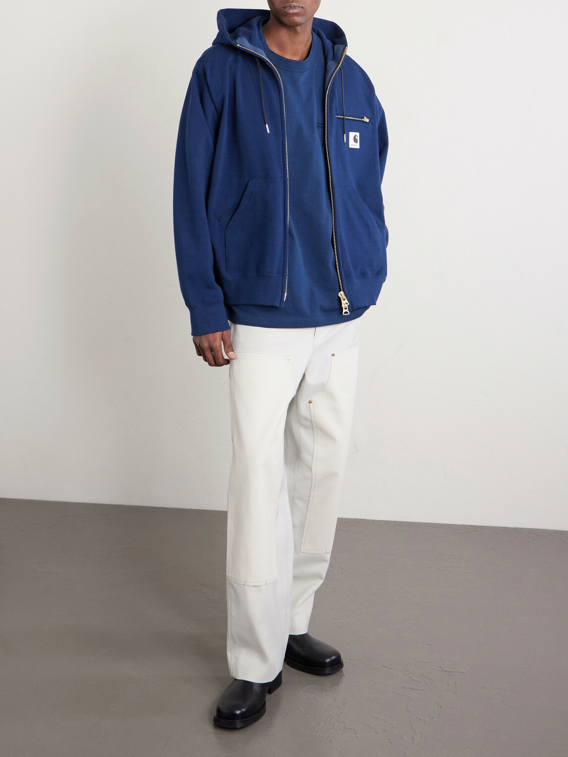 Sacai - Carhartt WIP Logo-Appliquéd Cotton-Jersey T-Shirt - Blue