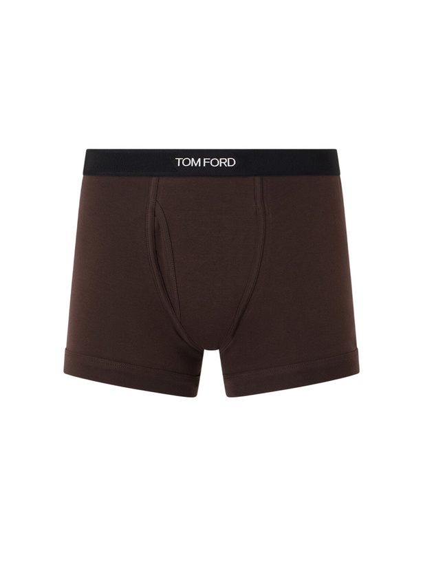 Photo: TOM FORD - Stretch Cotton-Blend Jersey Boxer Briefs - Brown