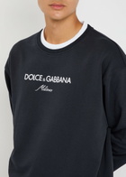 Dolce & Gabbana Logo-embroidered Cotton Sweatshirt Blue