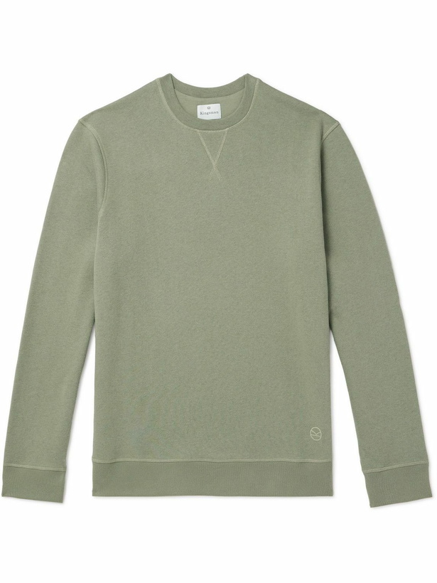 Photo: Kingsman - Logo-Embroidered Cotton and Cashmere-Blend Jersey Sweatshirt - Green