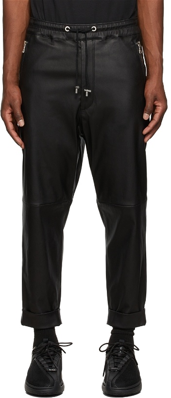 Photo: Balmain Black Lambskin Low Crotch Leather Pants