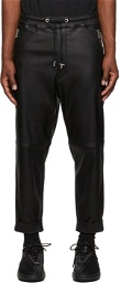 Balmain Black Lambskin Low Crotch Leather Pants