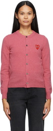 COMME des GARÇONS PLAY Pink Wool Layered Double Heart Cardigan