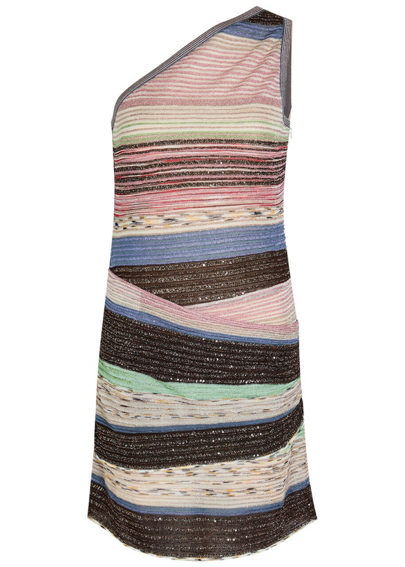 Photo: Missoni Striped Ruched Metallic-knit Mini Dress Multi Multi