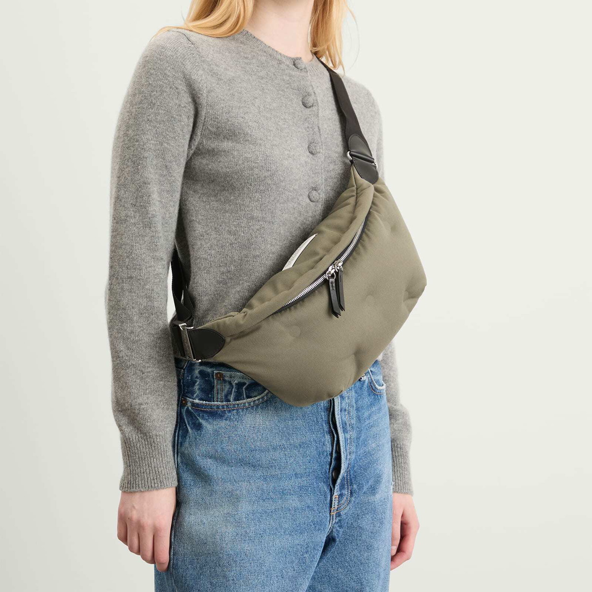 Maison Margiela Women's Glam Slam Belt Bag in Khaki/Black 