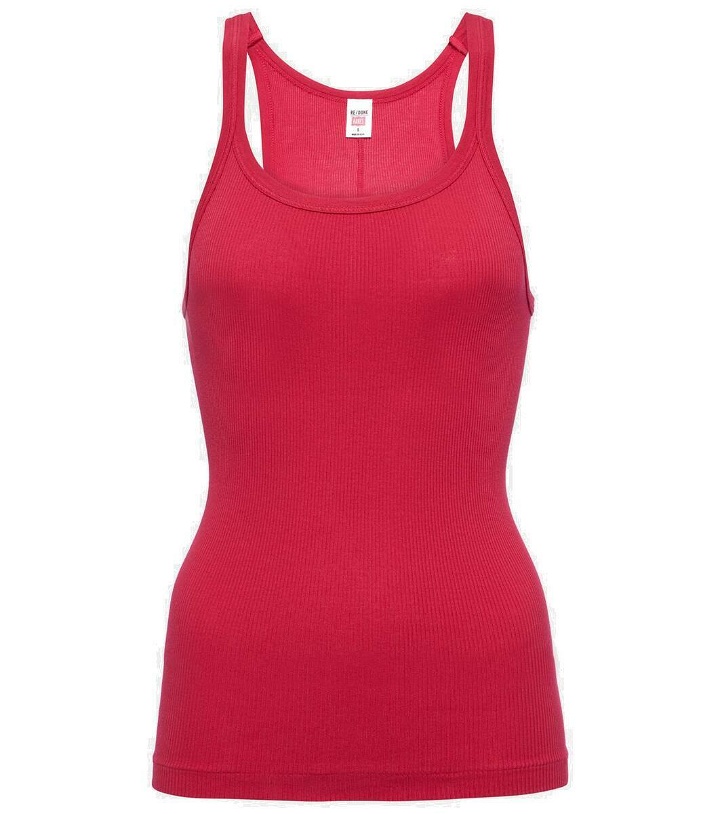 Photo: Re/Done Ribbed-knit cotton jersey tank top