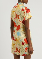 Kitri Gretchen Floral-print Satin Mini Dress Yellow