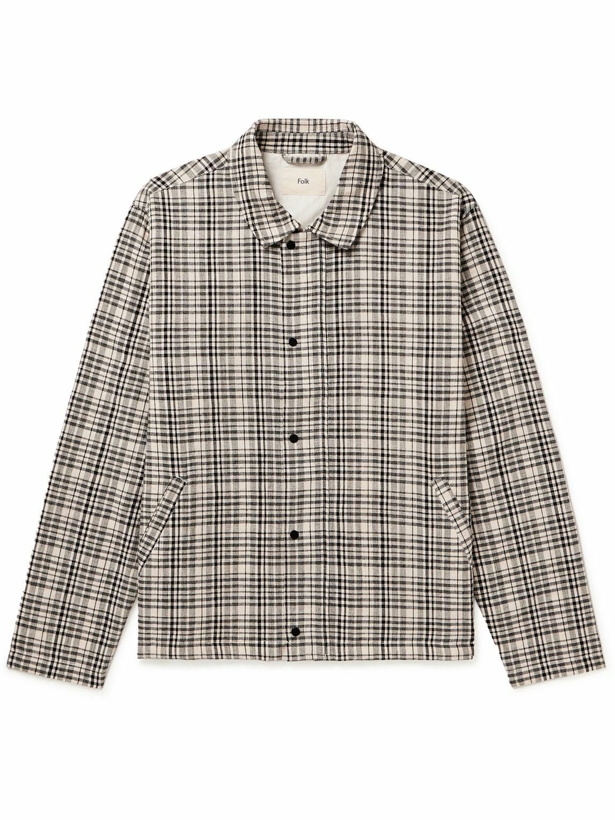Photo: Folk - Pebble Checked Cotton and Linen-Blend Flannel Jacket - Neutrals