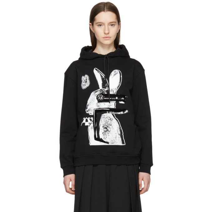 Photo: McQ Alexander McQueen Black and White Glitch Bunny Classic Hoodie