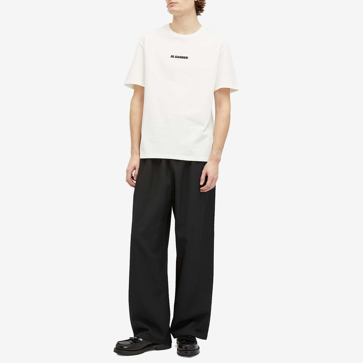 Jil Sander+ Men's Crew Neck Logo T-Shirt in Porcelain