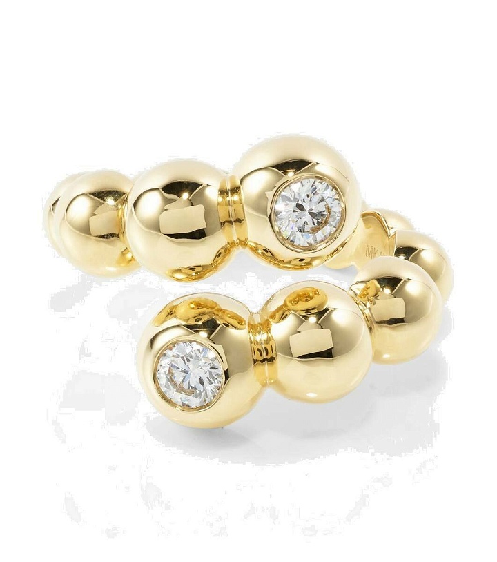 Photo: Melissa Kaye Audrey Large wrap 18kt gold ring with diamonds