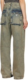 GUESS USA Blue Flannel Lined Relaxed Jeans
