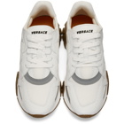 Versace White and Silver Squalo Sneakers