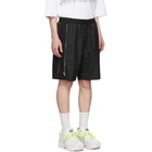 Juun.J Black Pinstripe Zipper Shorts