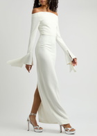 Solace London Amalie Off-the-shoulder Crepe Gown Cream