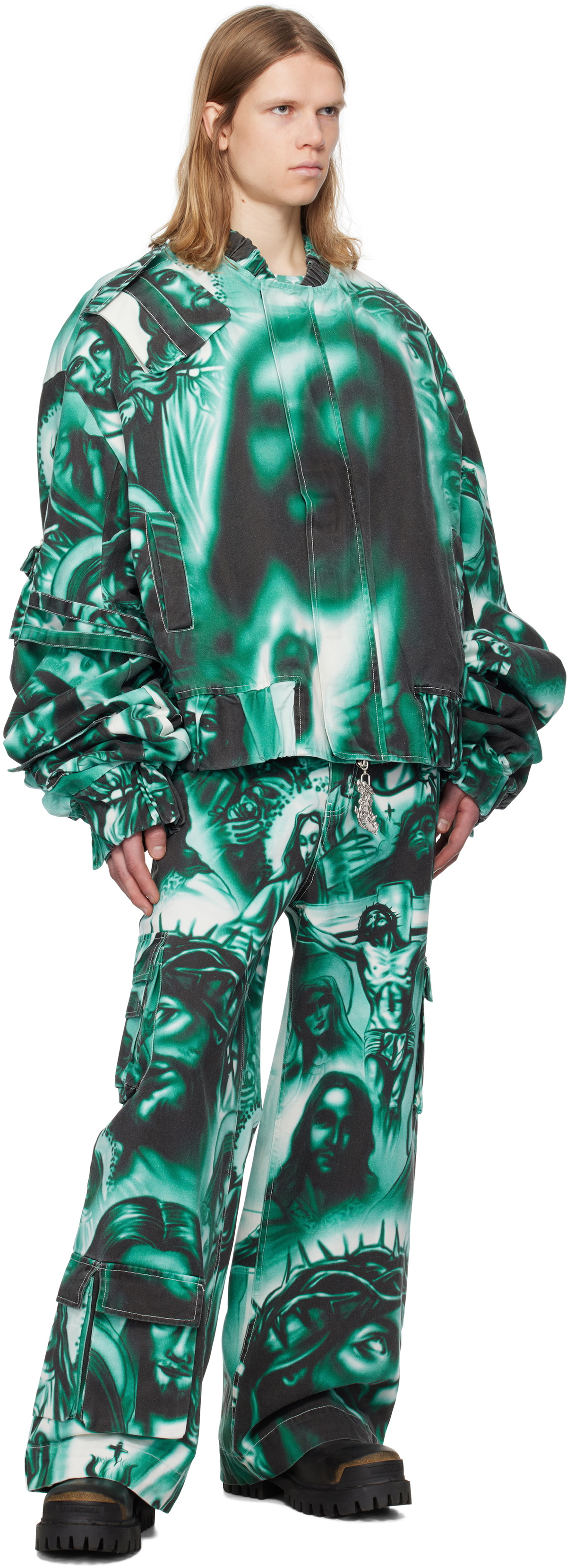 Gerrit Jacob Green Oversized Denim Jacket Gerrit Jacob