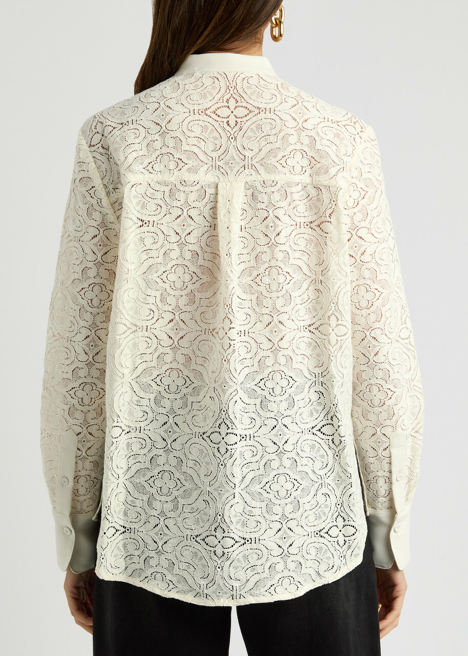 Veronica Beard Naya Lace Blouse Cream