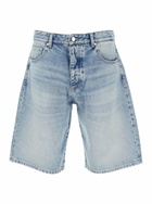 Icon Denim Light Blue Five-pocket Bermuda Shorts With Logo Patch On The Back In Denim Man