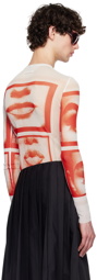 Jean Paul Gaultier White & Red 'The Eyes And Lips' Long Sleeve T-Shirt