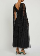 Needle & Thread Clover Cape-effect Tulle Gown Black