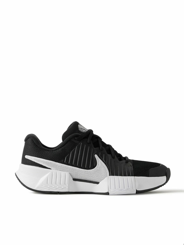 Photo: Nike Tennis - GP Challenge Pro Rubber-Trimmed Faux Leather and Mesh Sneakers - Black