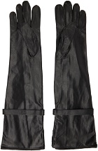 System Black Leather Gloves