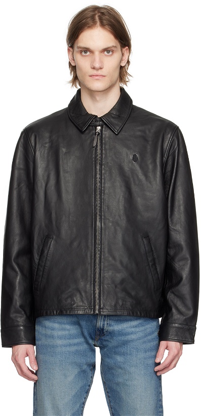 Photo: Polo Ralph Lauren Black Embroidered Leather Jacket