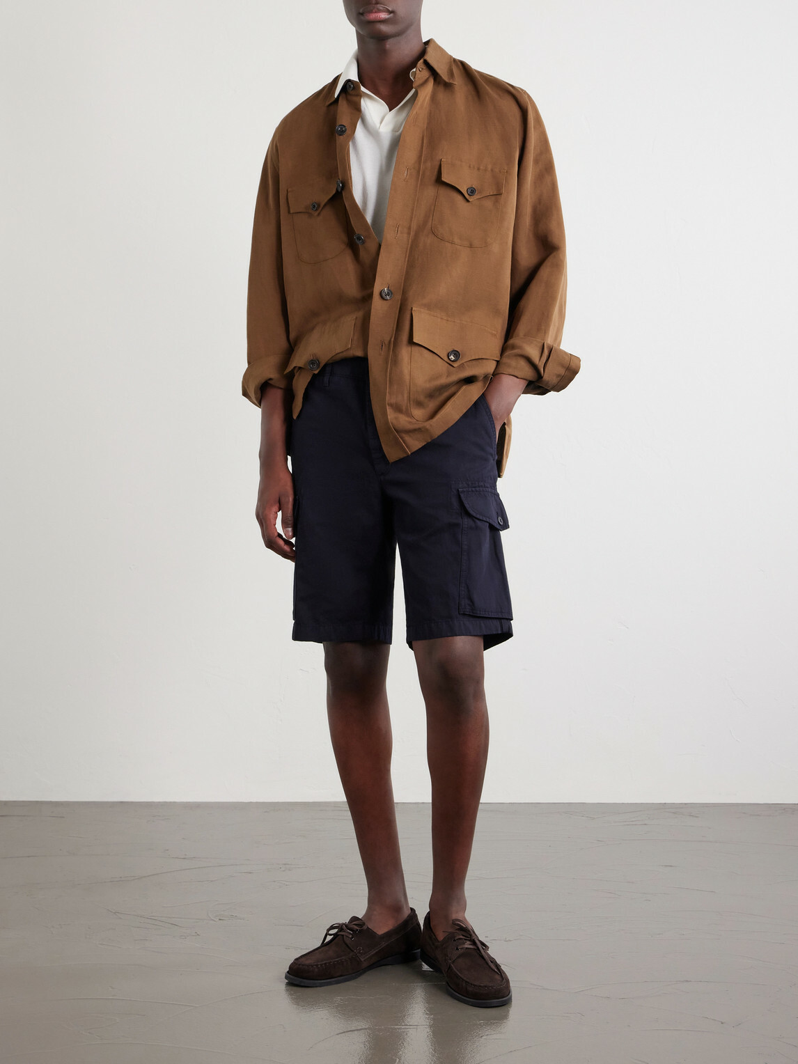 Slowear - Straight-Leg Cotton and Linen-Blend Shorts - Blue