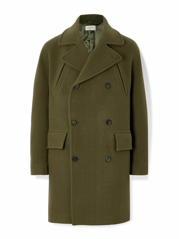 Photo: Officine Générale - Amir Double-Breasted Brushed Wool-Blend Coat - Green