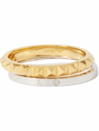 Jam Homemade - Set of Two Silver and Gold-Plated Diamond Rings - Gold
