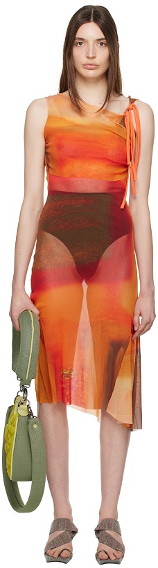 Photo: Paula Canovas Del Vas Orange Cutout Midi Dress
