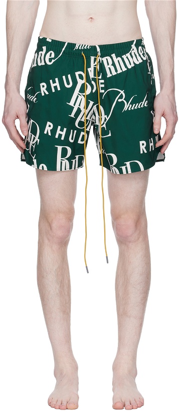 Photo: Rhude Green Logomania Shorts