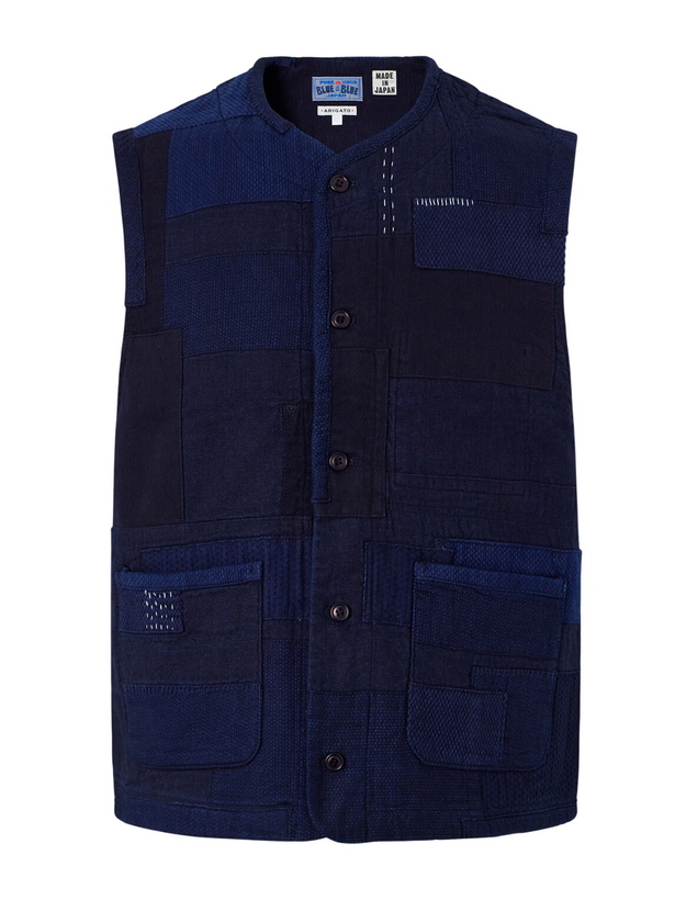 Photo: Blue Blue Japan - Nenrin Patchwork Cotton-Canvas Vest - Blue