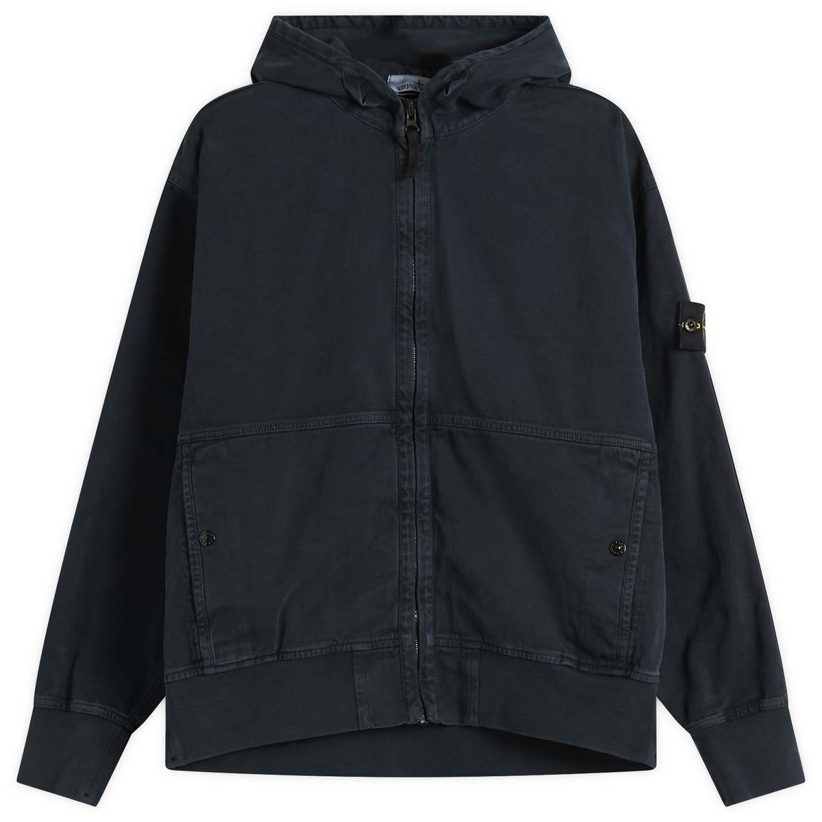 Stone Island Men's Panama Cotton Old Effect Hooded Jacket in Navy
