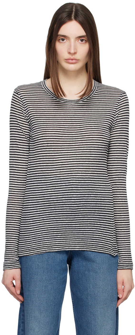 Isabel Marant Etoile White & Black Kaaron Long Sleeve T