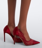 Jimmy Choo Brigitte lace-trimmed satin pumps