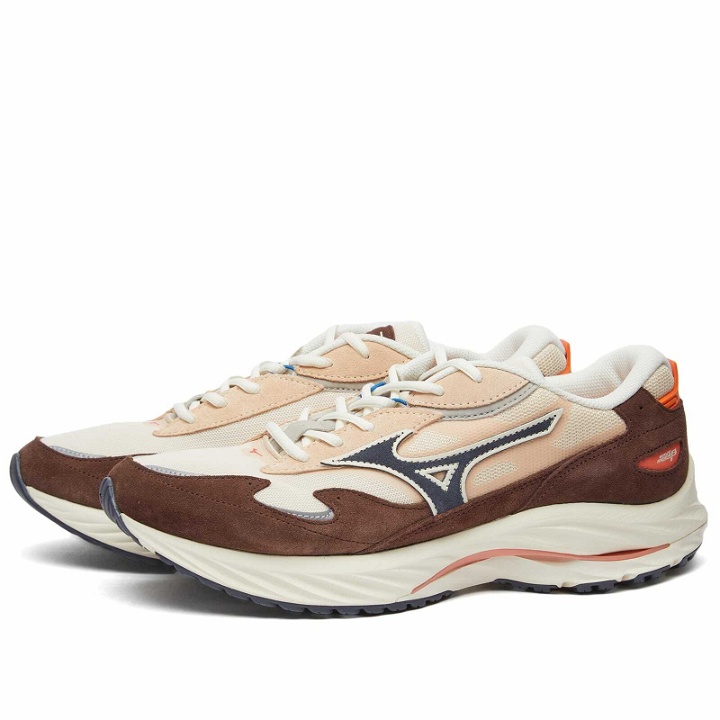 Photo: Mizuno Men's Wave Rider β Sneakers in Mother Of Pearl/India Ink/Chicory Coffee